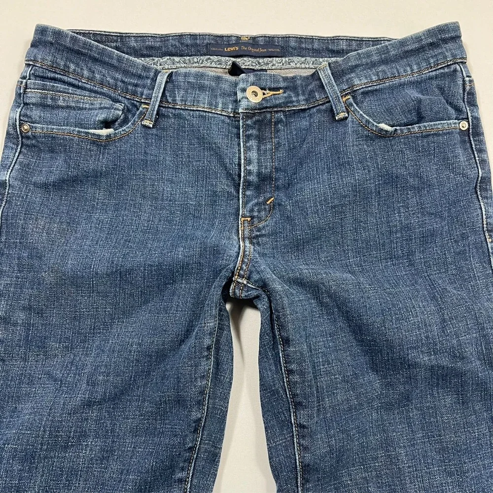 Y2K Levis 547 Platinum Flare Mid Rise Jeans Stretch Denim Flap Pocket Women's 12